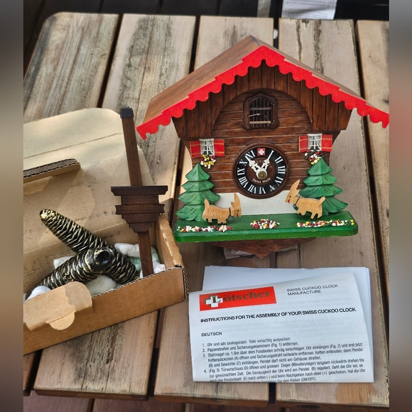 Lötscher Swiss Cuckoo Clock Goats At Play Miller’s Chalet Style Vintage Untested - Picture 1 of 15